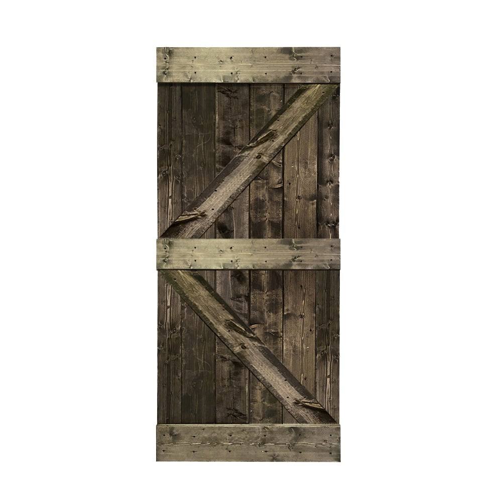 36 in. x 84 in. Solid Jungle Green Stained Pine Wood Interior Sliding Barn Door Slab W70452