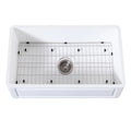 Matte White 33 In Farmhouse Kitchen Sink with Strainer and Grid G140