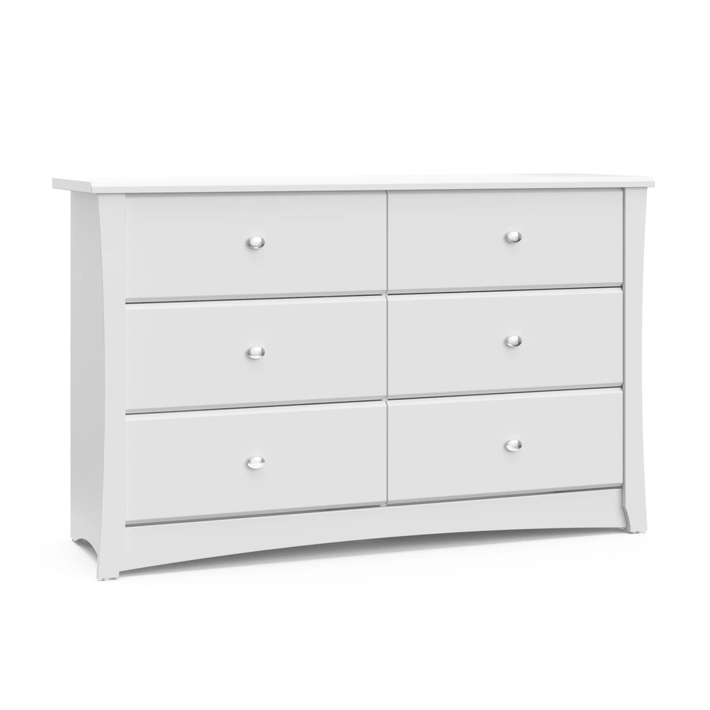White 6 Drawer Double Dresser V7544
