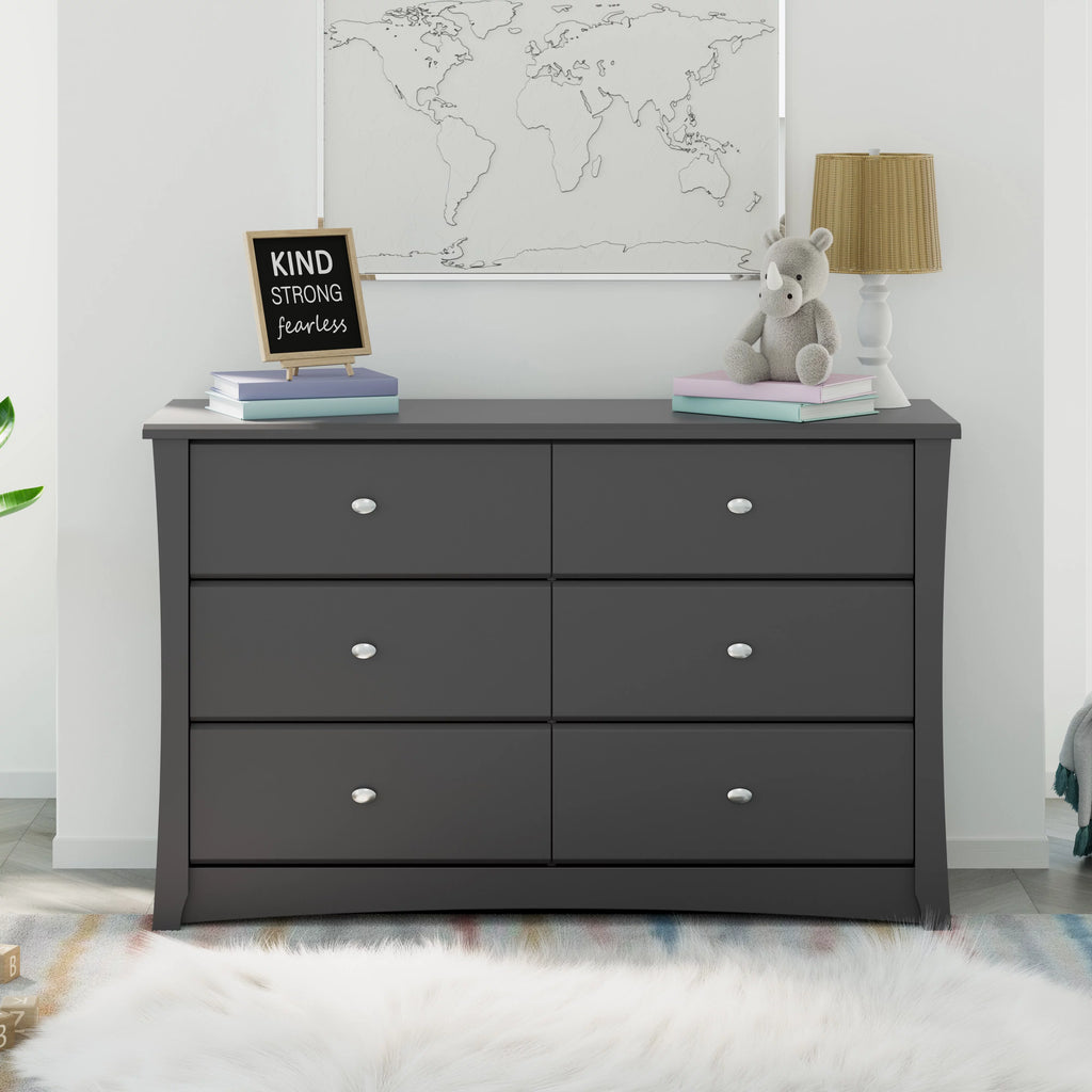 White 6 Drawer Double Dresser V7544