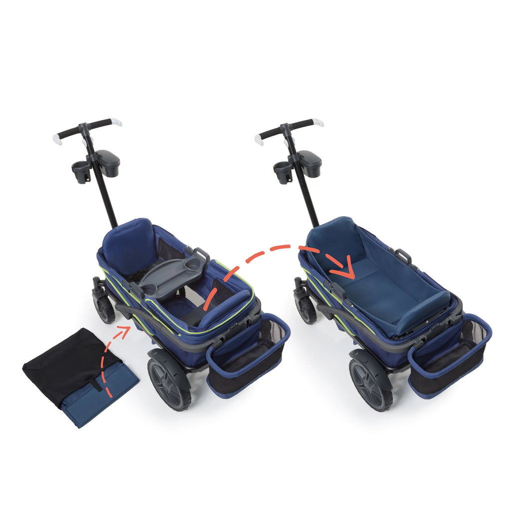 4-Seater Wagon Stroller with Rugged Wheels and Removable Canopy Y406388