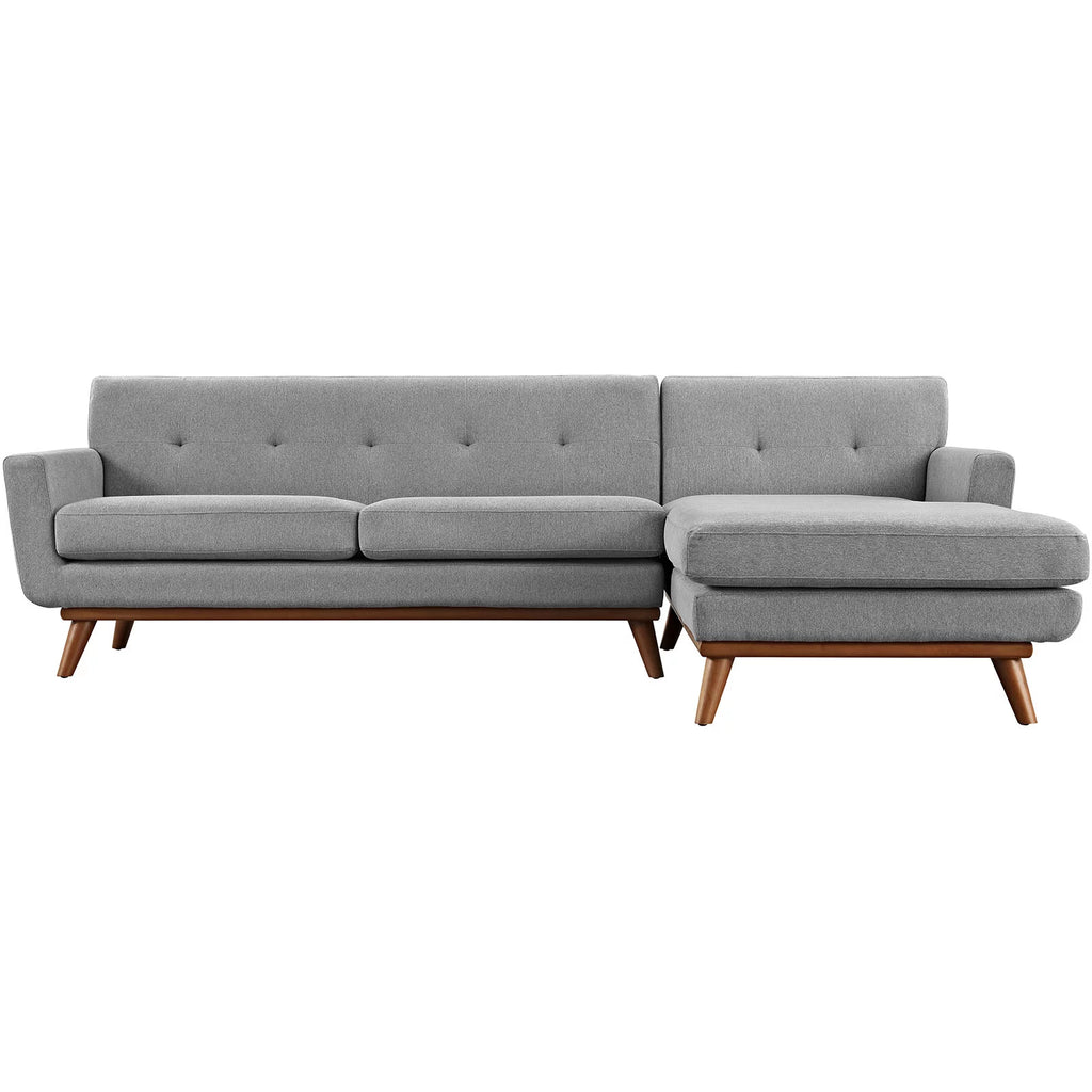 Right-Facing Grey Fabric Sectional Sofa U679