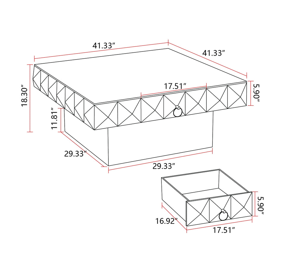 41.33 inch Square Retro Coffee Table N838920
