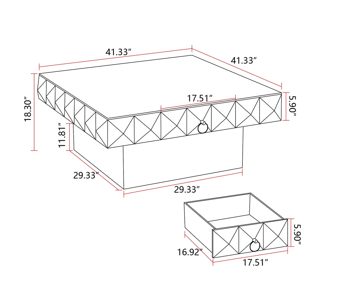 41.33 inch Square Retro Coffee Table N838920