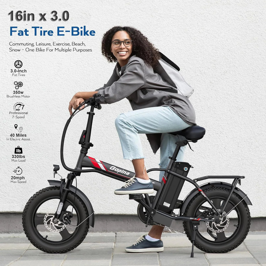 350W Folding Electric Bike 16 x 3.0 Fat Tire B682