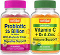 Probiotics 25B Prebiotics Vitamin C D3 Zinc Gummies Bundle Gluten Free GMO Free Chewable Vitamin Supplement E46269
