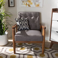 Grey Fabric Upholstered Wooden Lounge Chair Y7759
