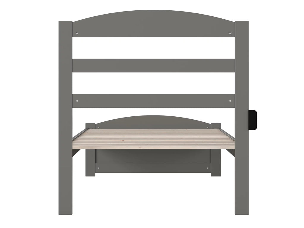 14" Twin XL Grey Wood Platform Bed Frame with Headboard and Footboard Z672