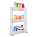3 Tiers Slim Cart Narrow Space Shelf White X64521