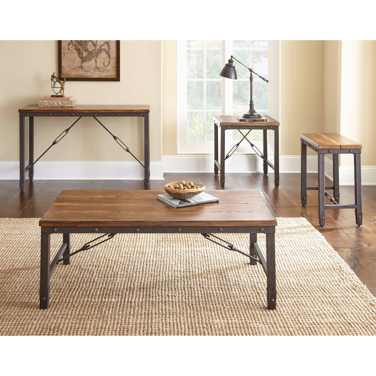 Brown Industrial Chairside Table N6575
