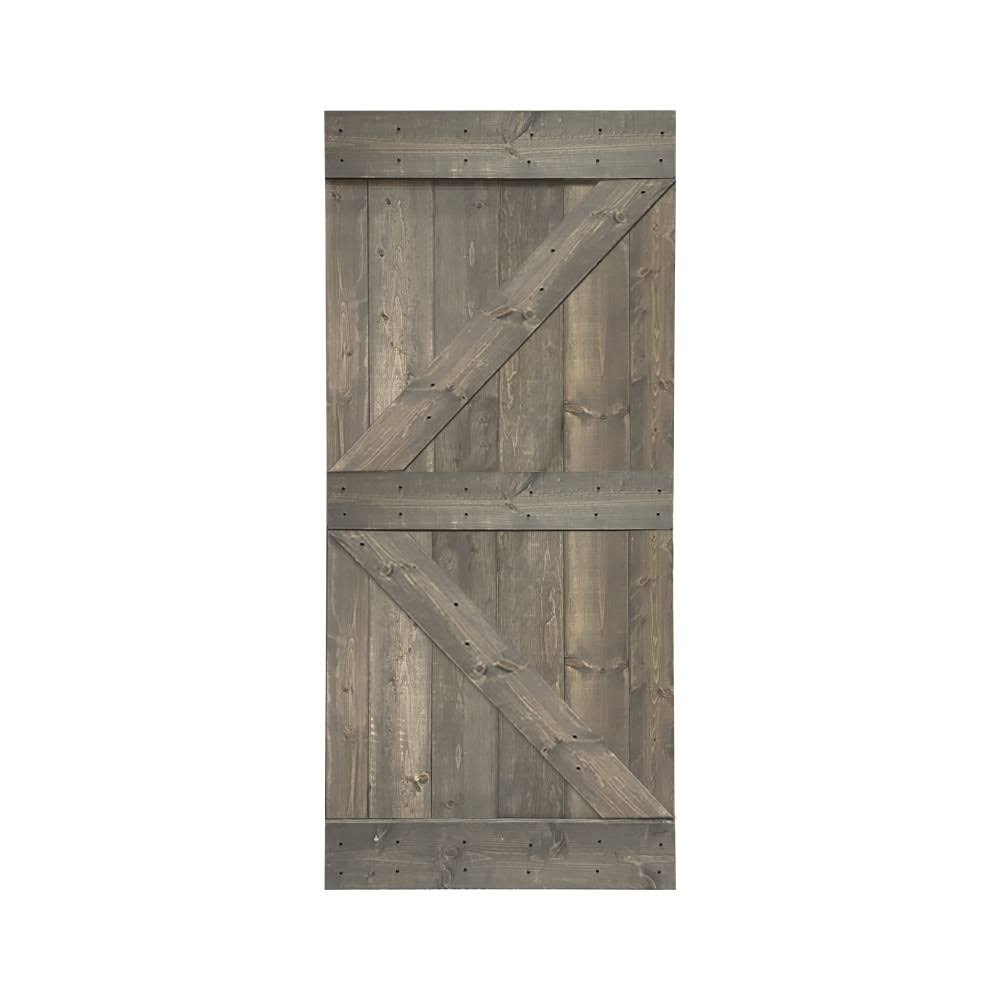 36 in. x 84 in. Solid Jungle Green Stained Pine Wood Interior Sliding Barn Door Slab W70452