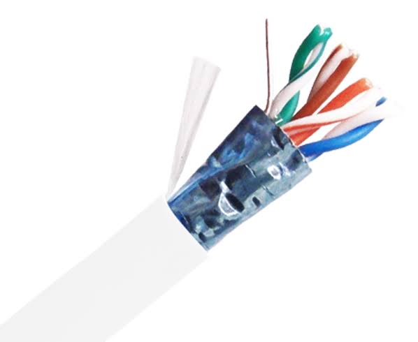 Cat5e Shielded Bulk Ethernet Cable, 24 AWG, 1000ft White T258158