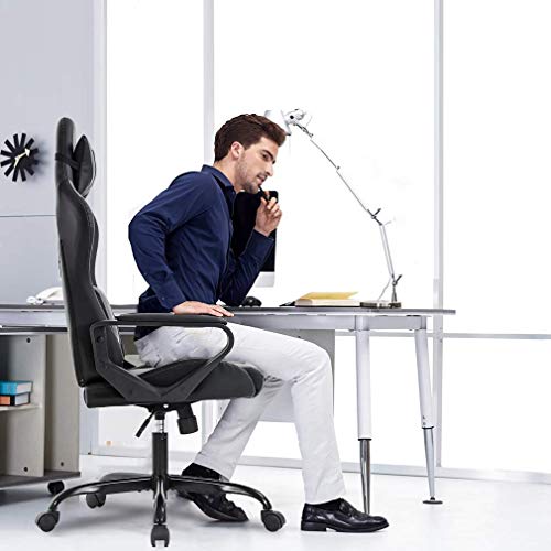 White Ergonomic High-Back Gaming Chair with Lumbar Support U81135
