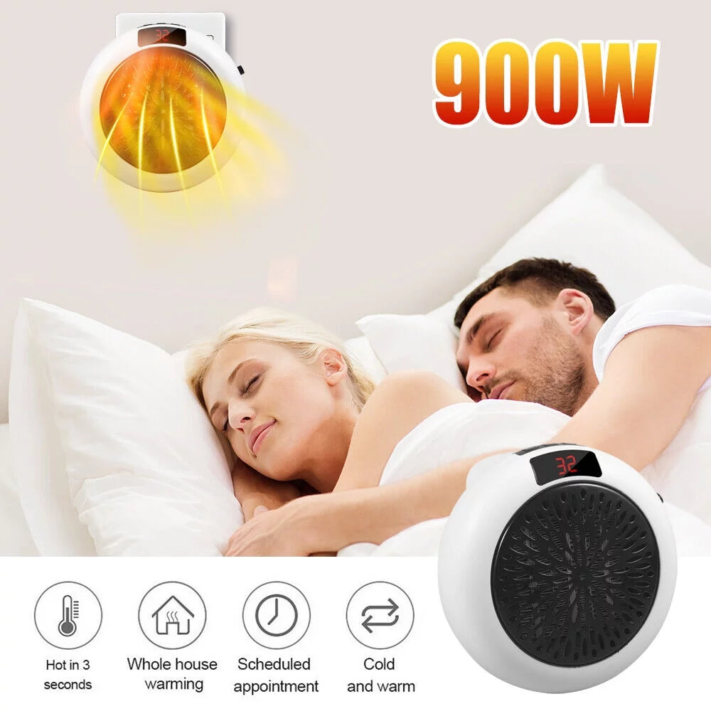 900W Plug-in Electric Heater Fan with Remote Timer R866909