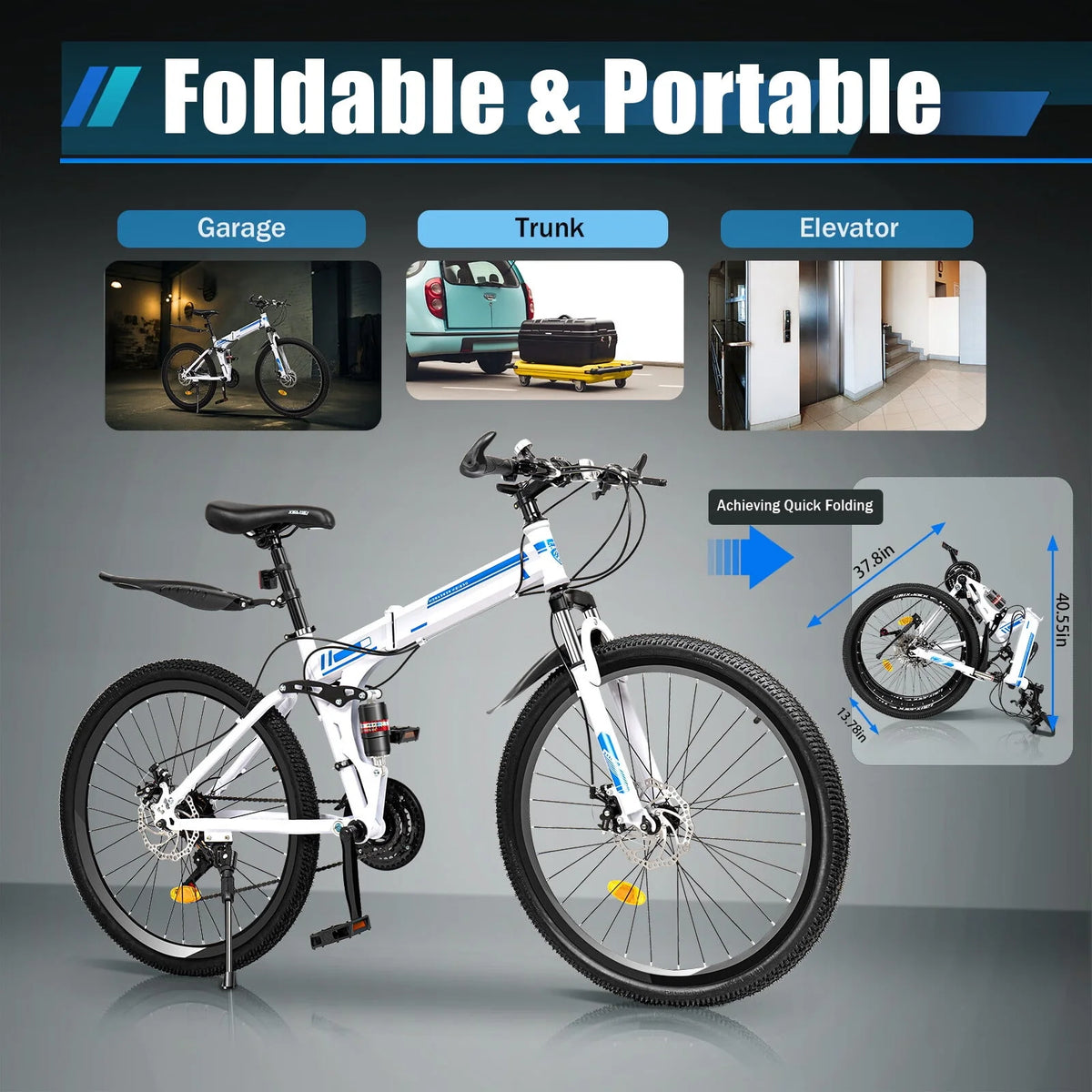 26 Inch 21 Speed Folding Mountain Bike W506969