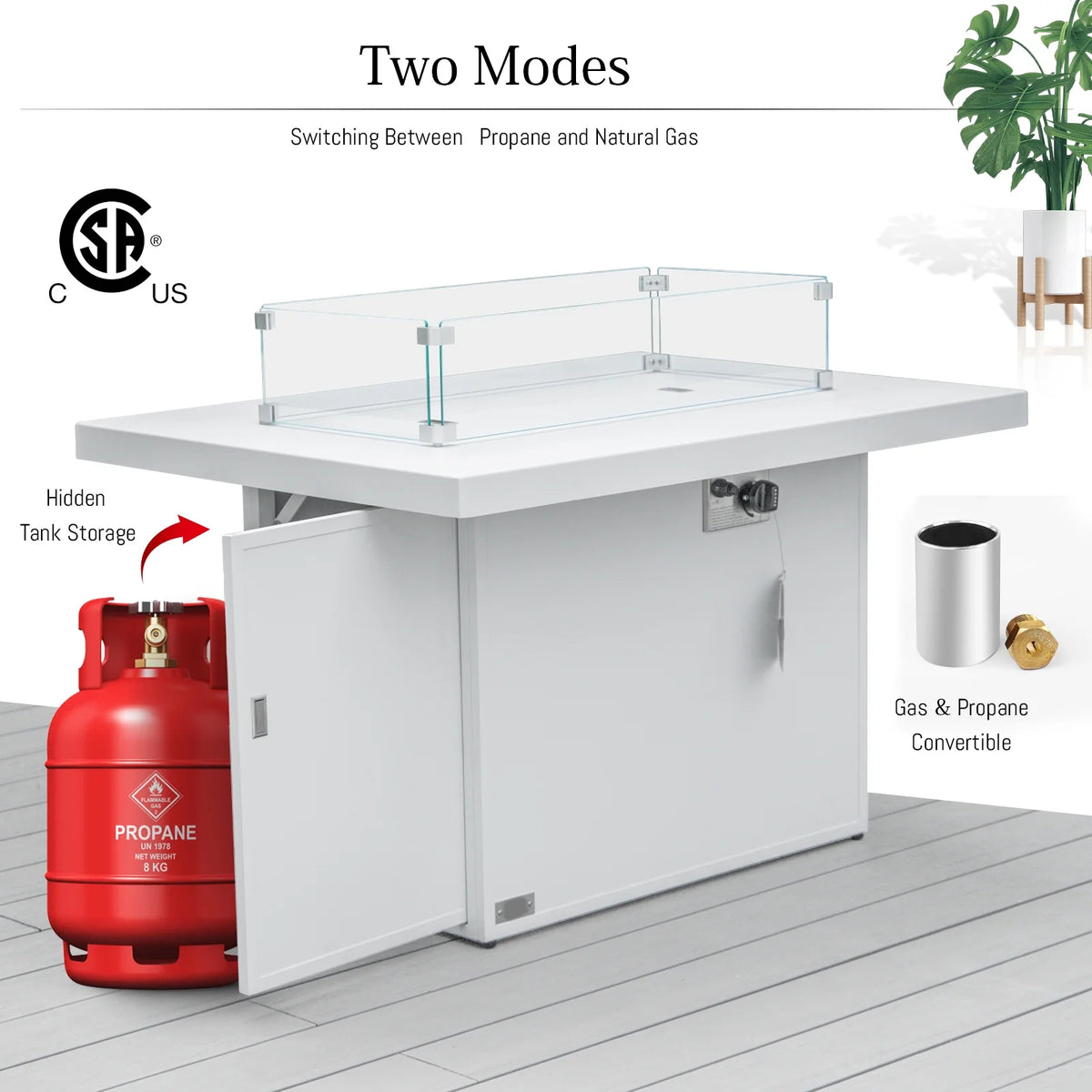 Aluminum Patio Conversation Set with 43" Propane Fire Pit Table White X476
