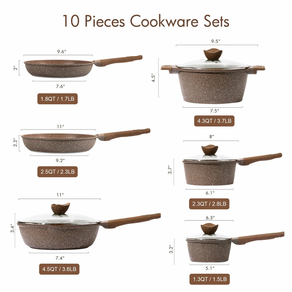 10 Pcs Nonstick Granite Cookware Set Z4365