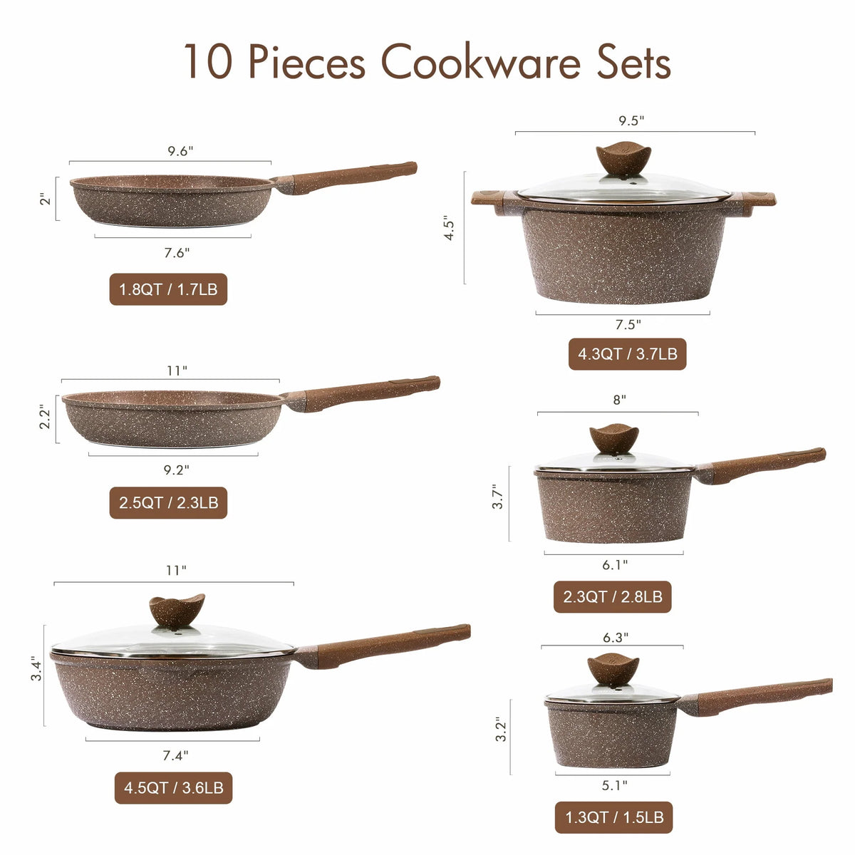 10 Pcs Nonstick Granite Cookware Set Z4365