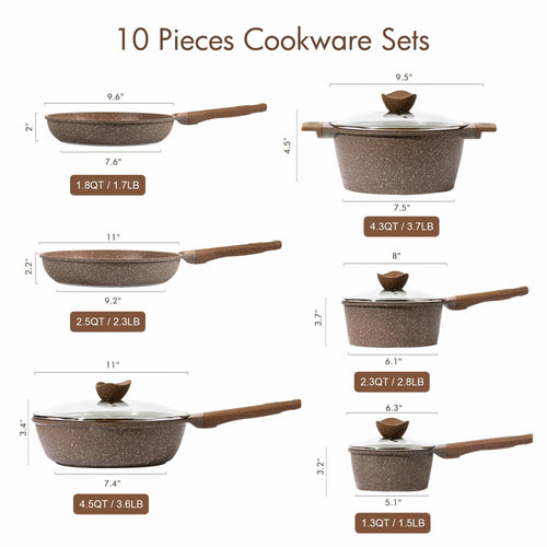 10 Pcs Nonstick Granite Cookware Set Z4365