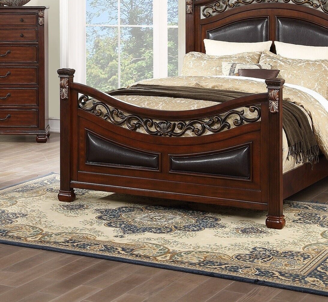 King Size 4p Bedroom Furniture Set Wooden Brown E480