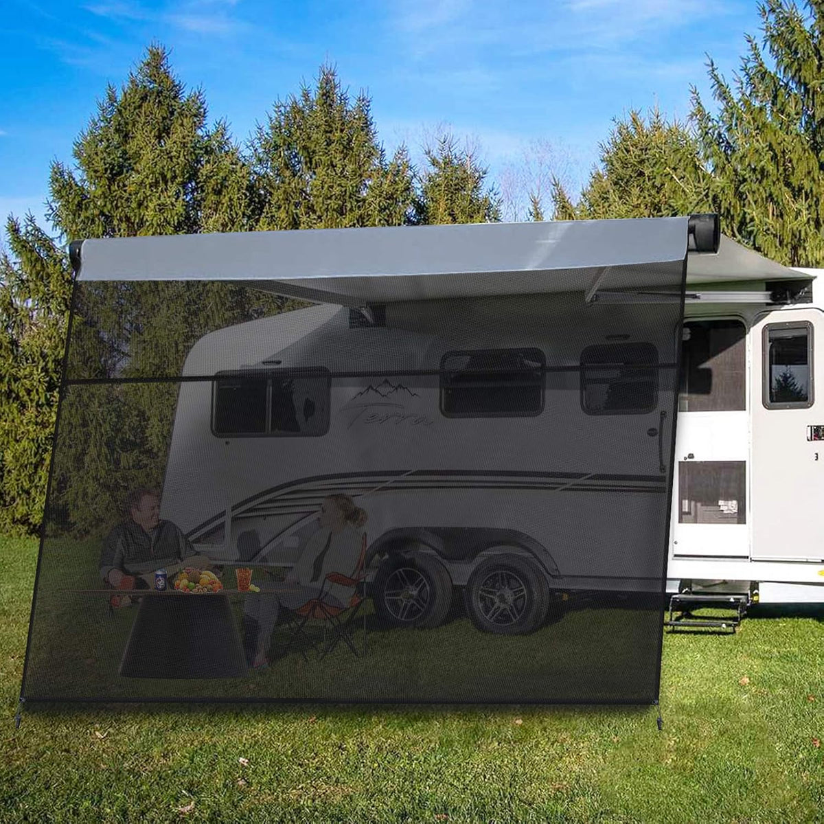 Black Mesh UV Blocker RV Awning Sun Shade Screen 15' x 9' A994621