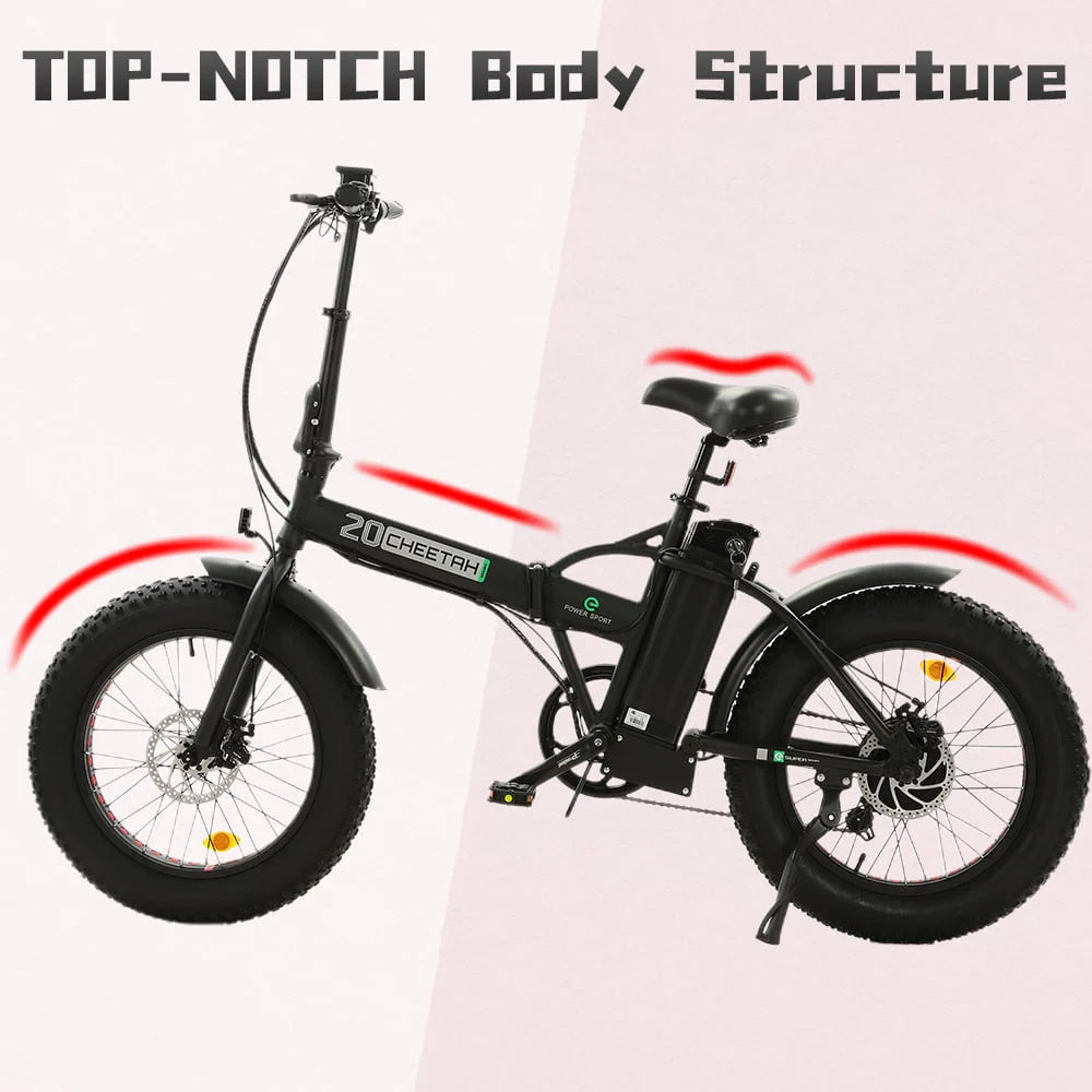 20 Folding Electric Bike Fat Tire 48V 500W Black N45709