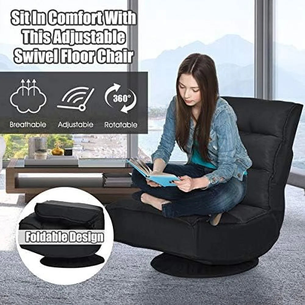 Folding Swivel Floor Chair with 6 Positions Adjustable N377