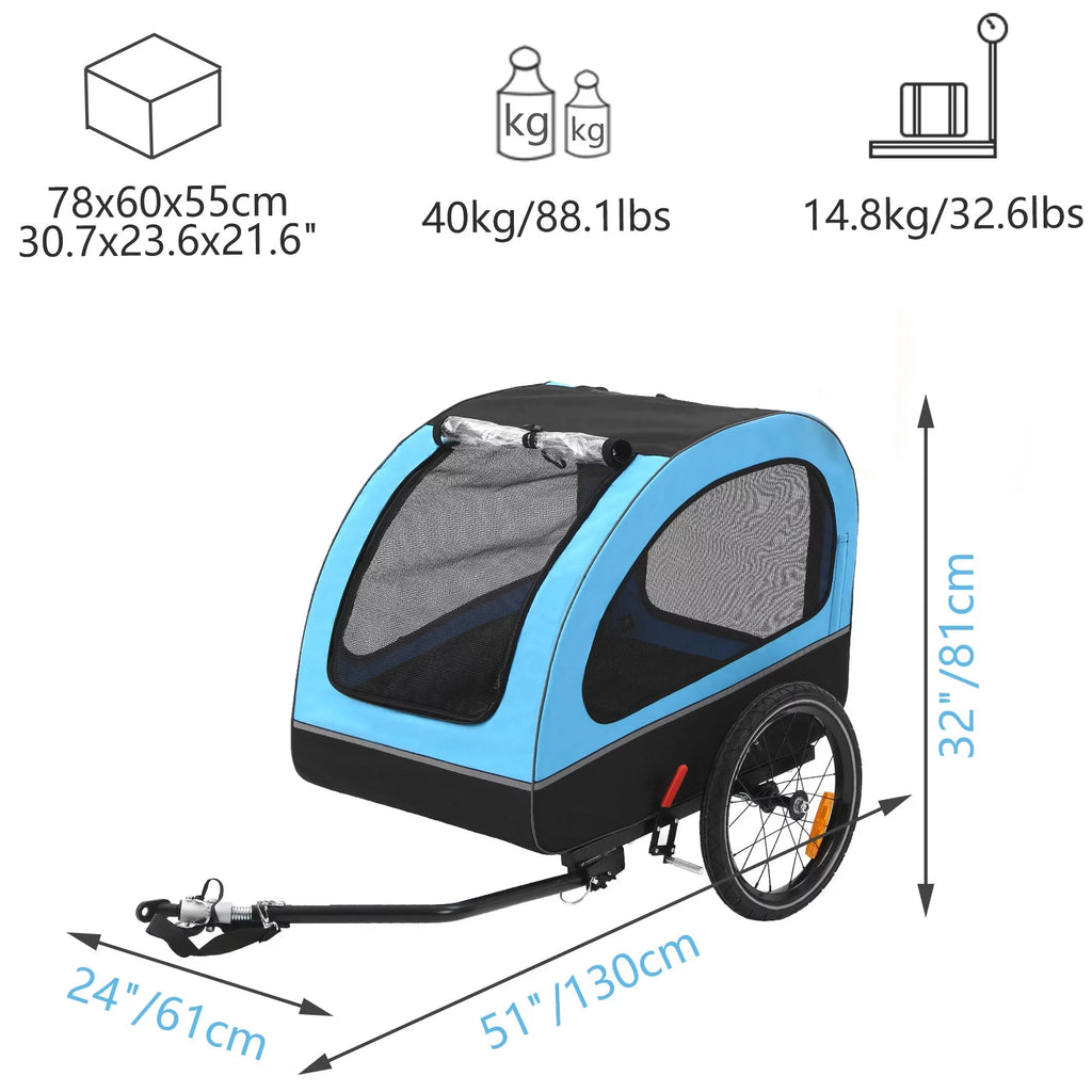 Foldable Dog Bike Trailer with Rear Entrance for Small and Medium Pets Under 88 lbs, Green N55037
