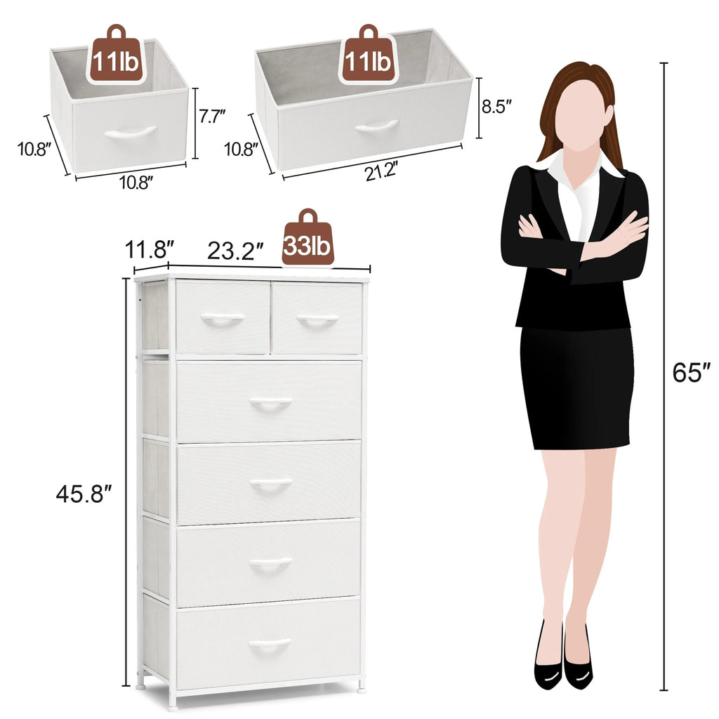 White 6 Drawer Wood Dresser V66447