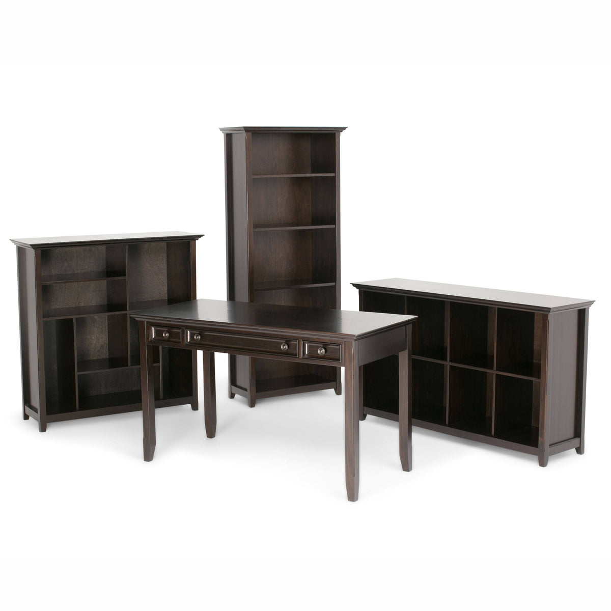 White 5 Shelf Solid Wood Bookcase L30090