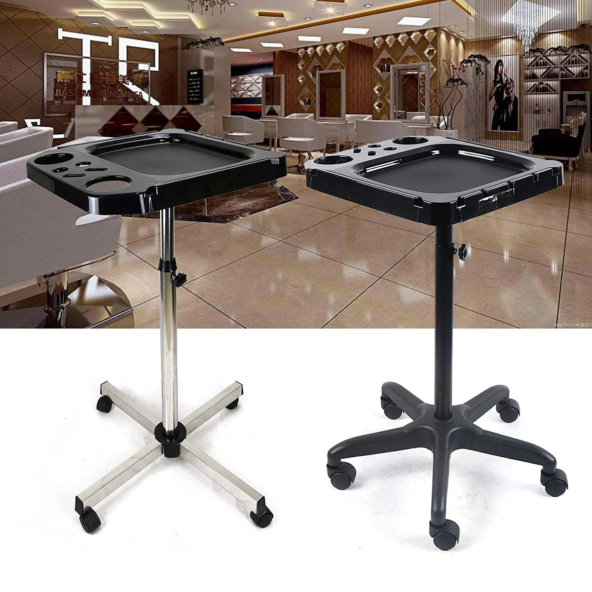Black Adjustable Height Storage Cart Q37769