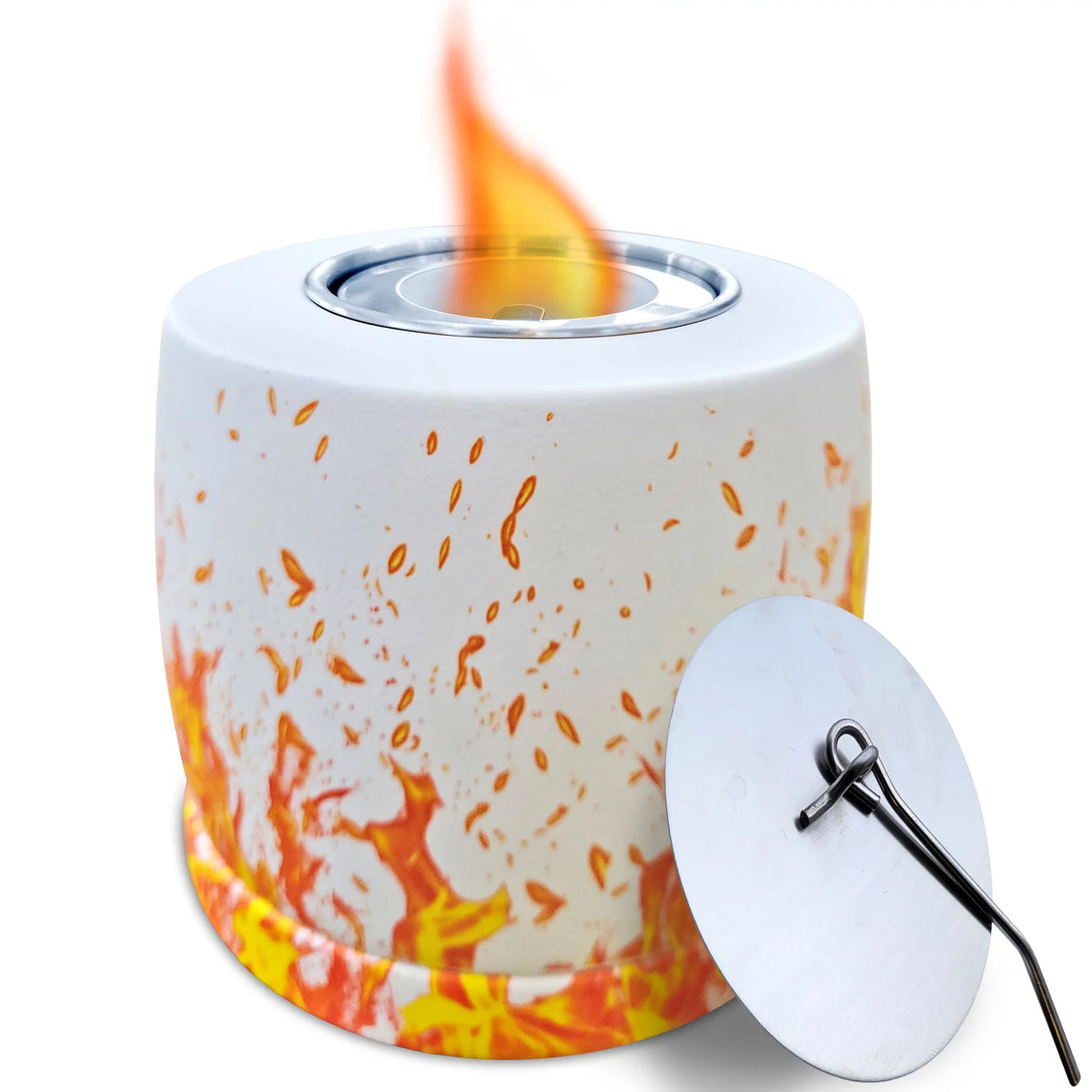 White Round Concrete Bio Ethanol Tabletop Fire Pit M98247