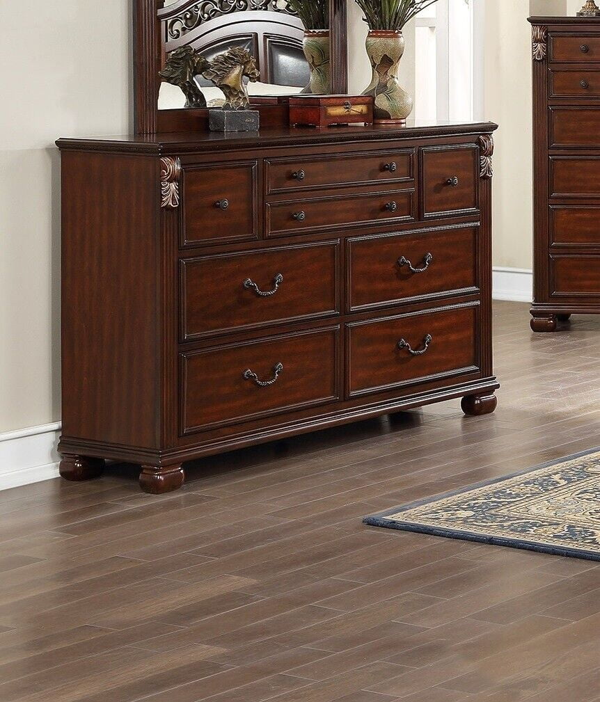 King Size 4p Bedroom Furniture Set Wooden Brown E480