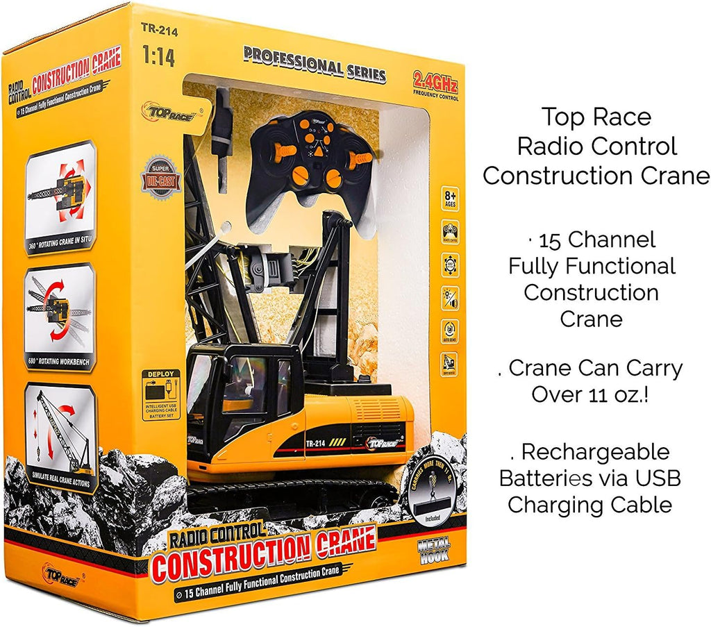 15 Channel 1:14 Scale Battery Powered RC Construction Toy Crane E32569