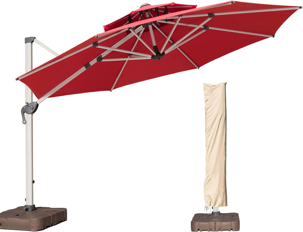 10 FT Offset Cantilever Patio Umbrella with Waterproof Cover N810