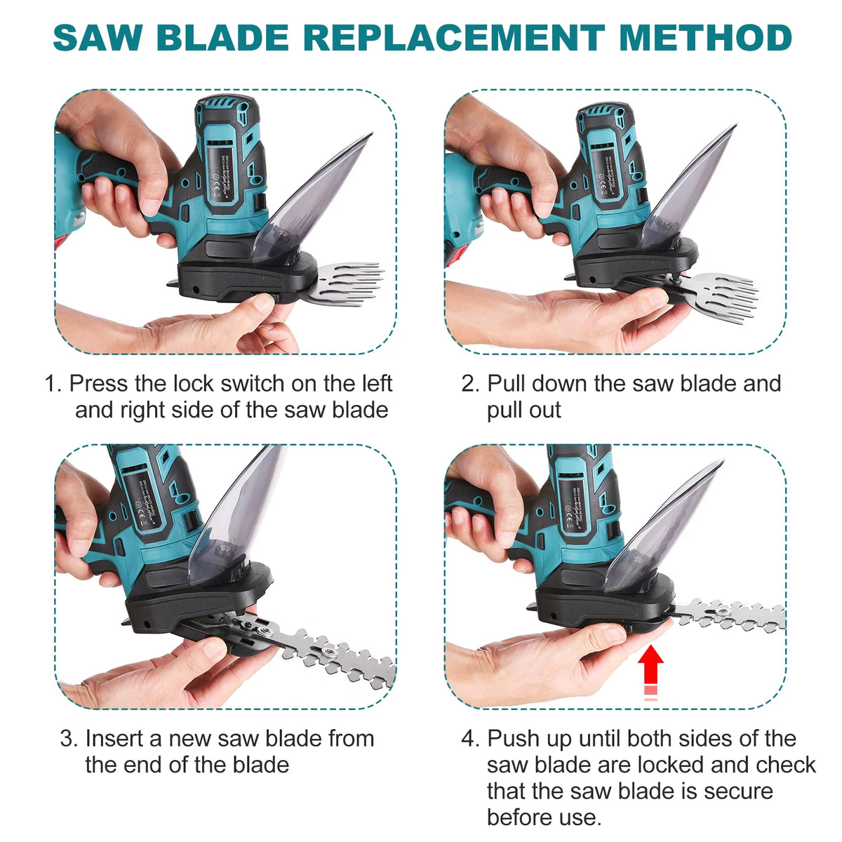 20V Cordless Grass Shears and Hedge Trimmers with 2pcs 2000mAh Battery Pack D90886