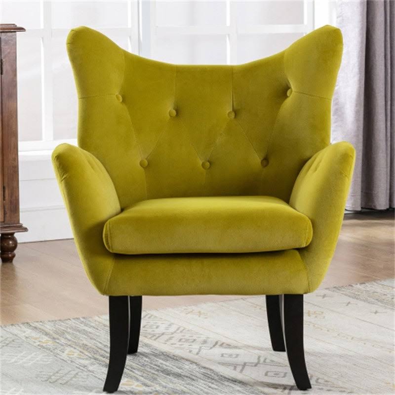 Velvet Accent Chair Armchair with Wooden Legs M5633