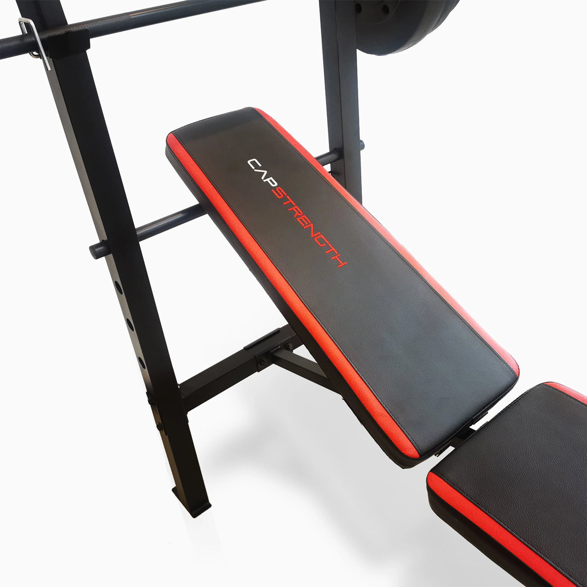 Adjustable Weight Bench with Rack and 90 lb Vinyl Weight Set J9293