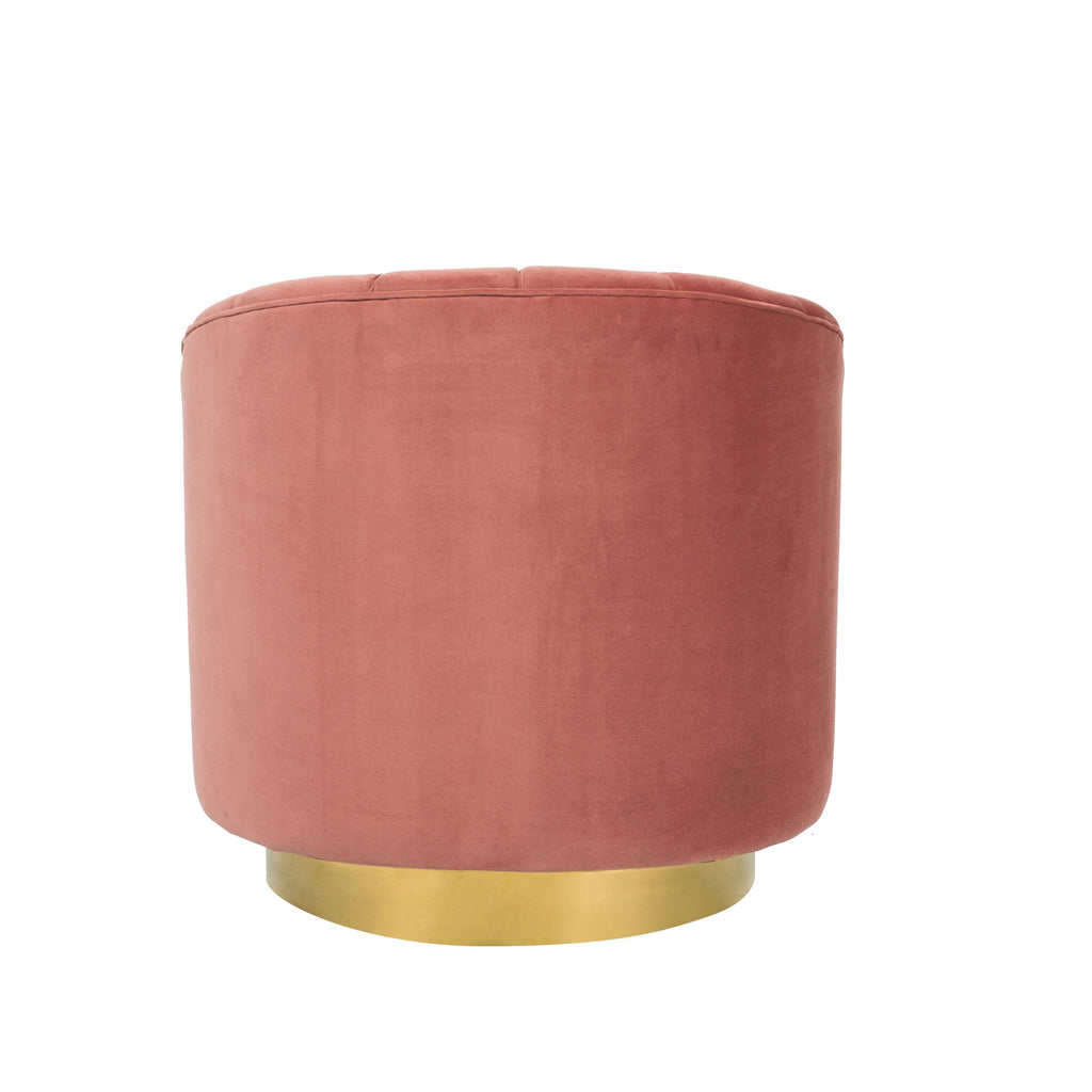 Velvet Upholstered Swivel Barrel Chair with Gold Base T57407
