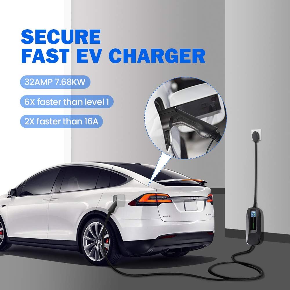 Level 2 32 Amp Portable EV Charger with 25ft Cable C6606