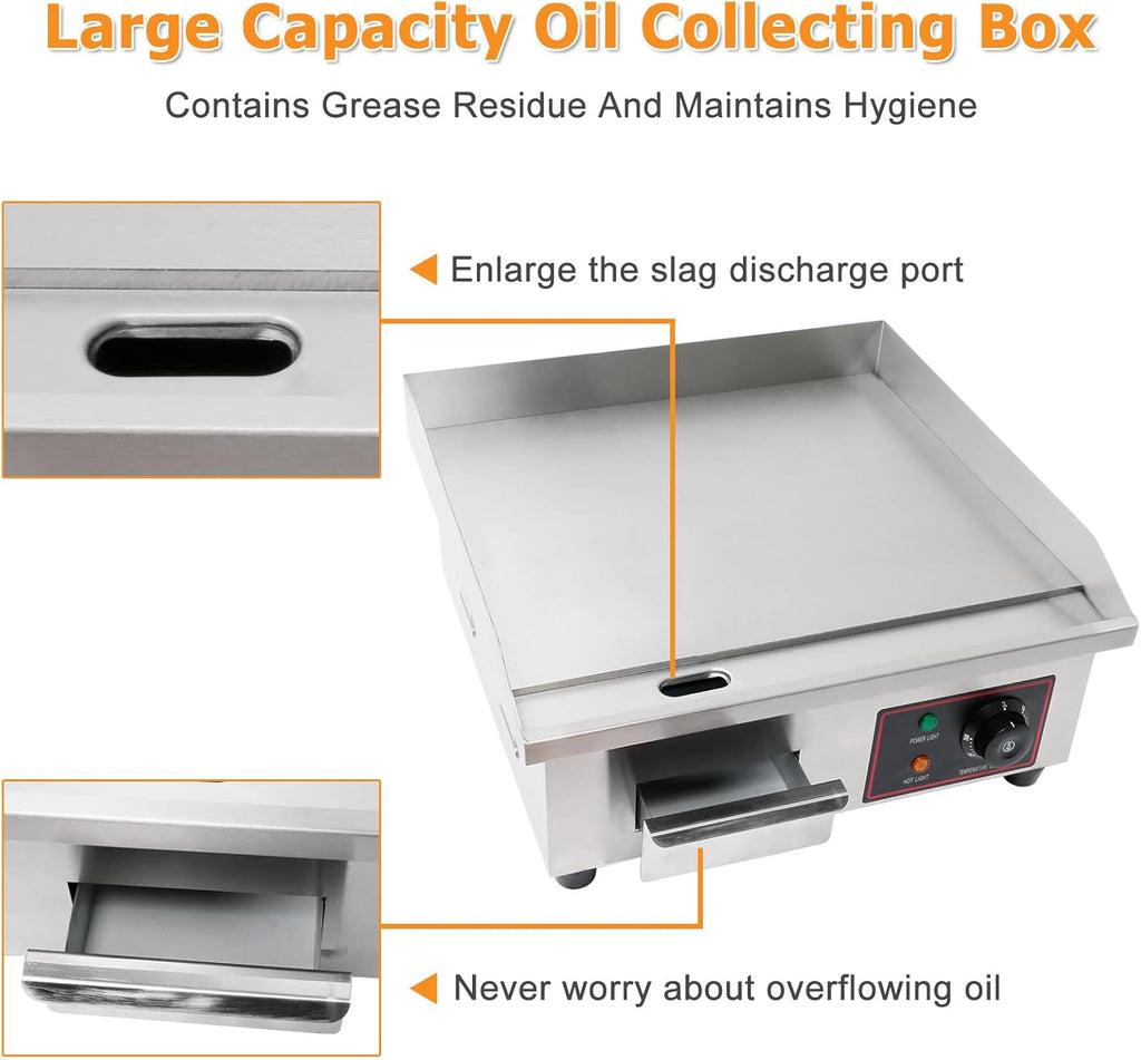 22 Inch Stainless Electric Countertop Griddle O186399