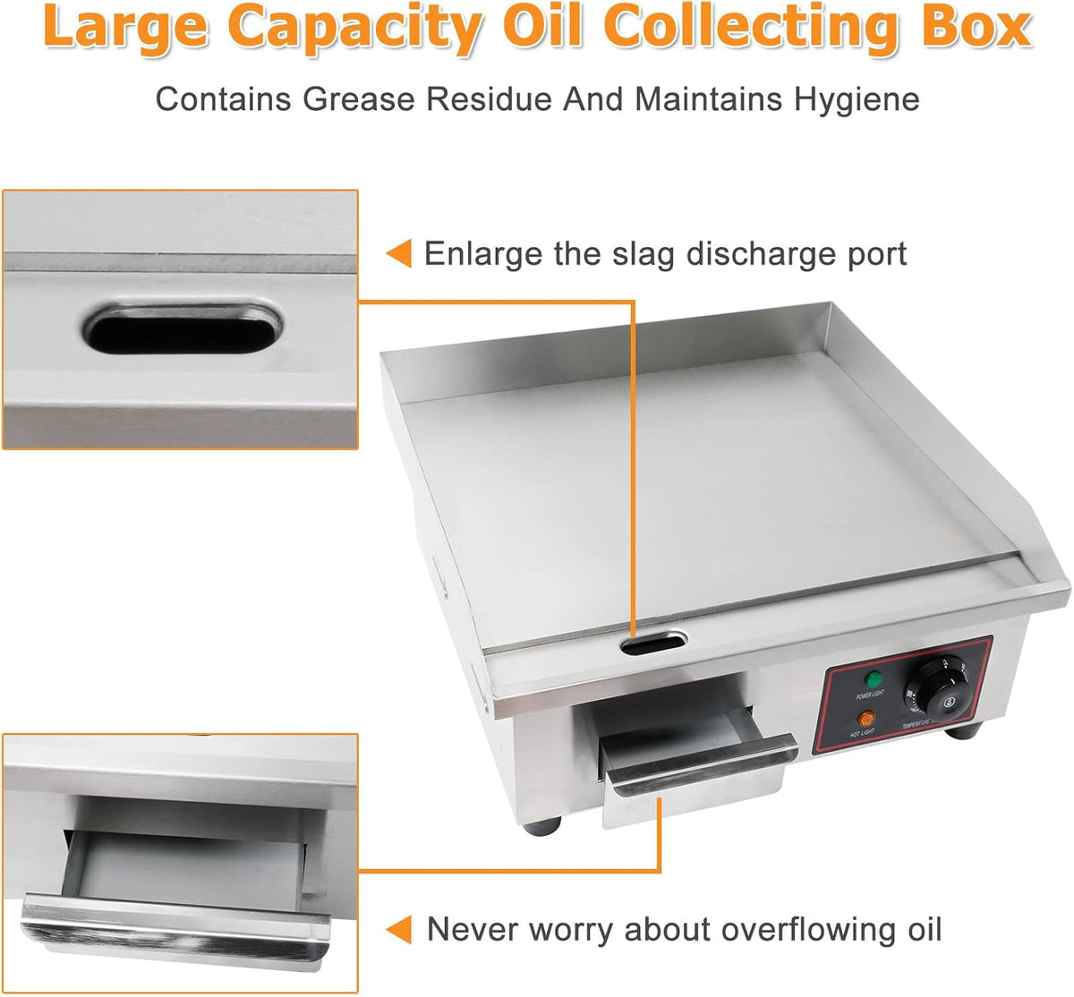 22 Inch Stainless Electric Countertop Griddle O186399