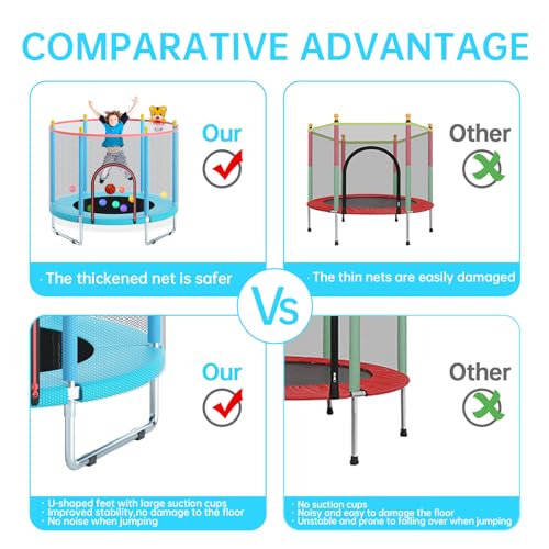 55" Trampoline with Safety Enclosure Net and Basketball Hoop E4034
