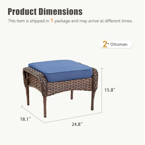 7 Pieces Wicker Outdoor Furniture Set with Swivel Chairs and Ottomans L180