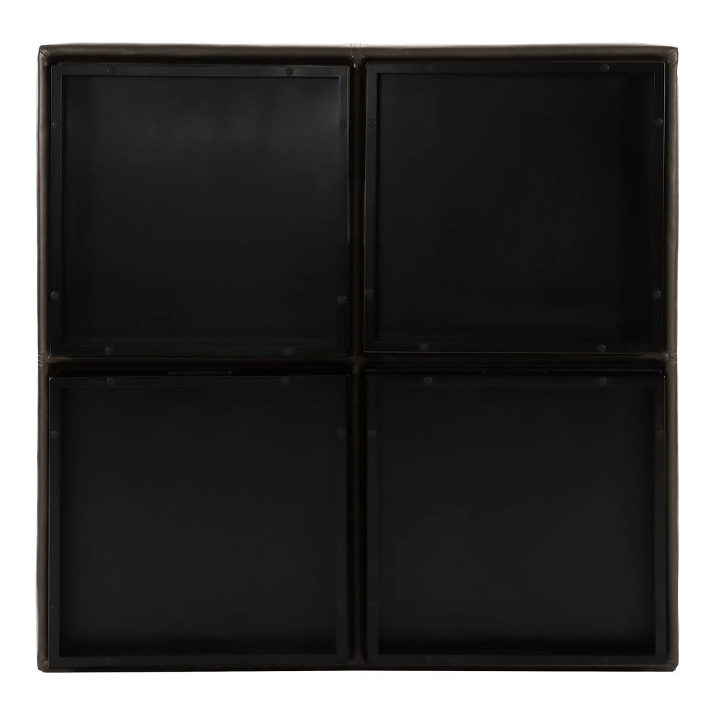Espresso Faux Leather Storage Cocktail Ottoman V4630
