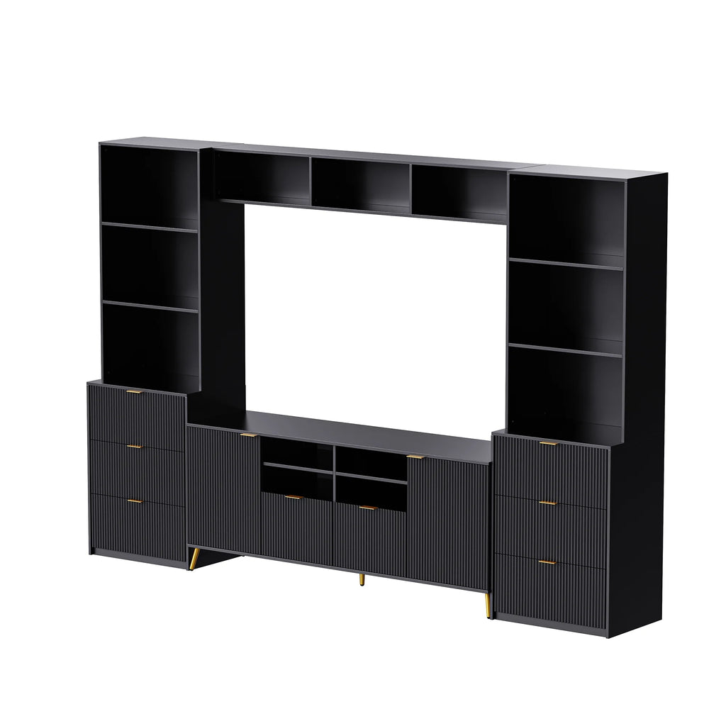 Modern TV Stand with 13 Shelves, 8 Drawers and 2 Cabinets M825