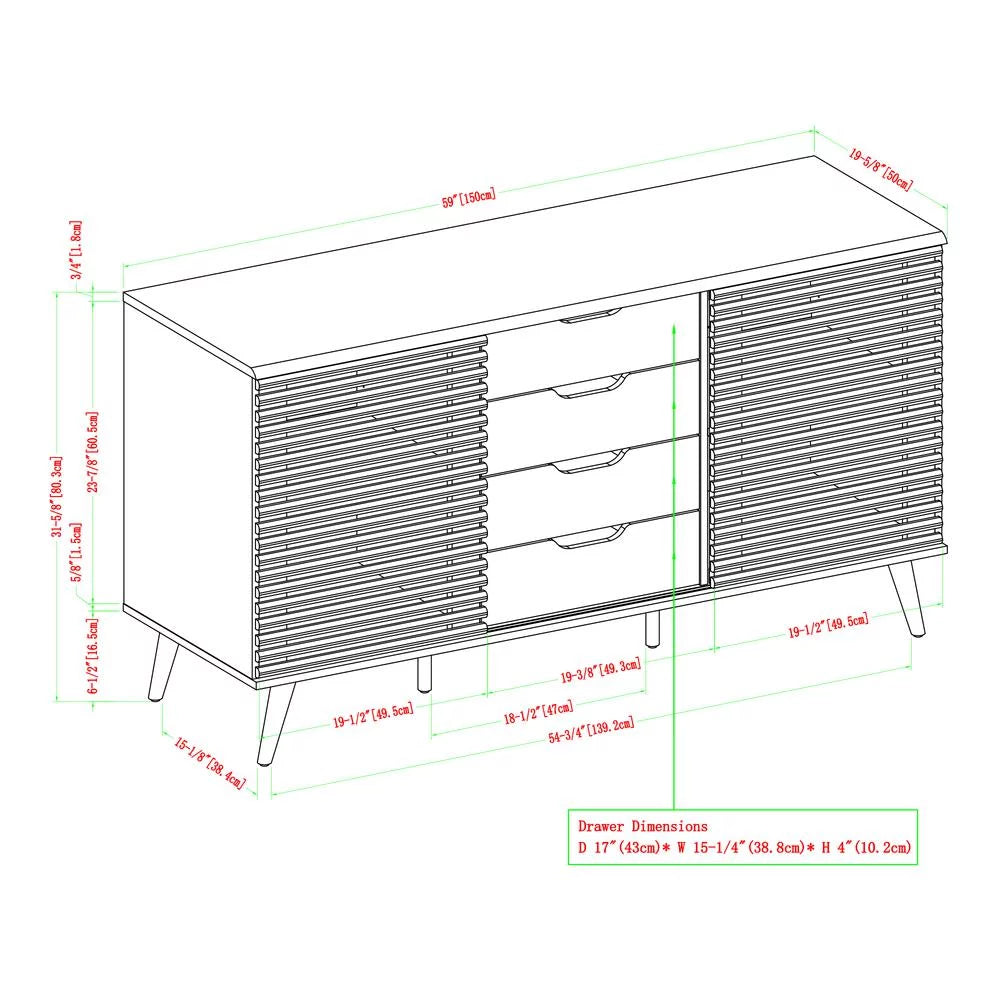 59" Engineered Wood Sideboard P990