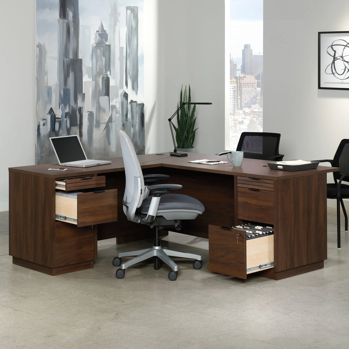 72" L-Shaped Engineered Wood Computer Desk A944