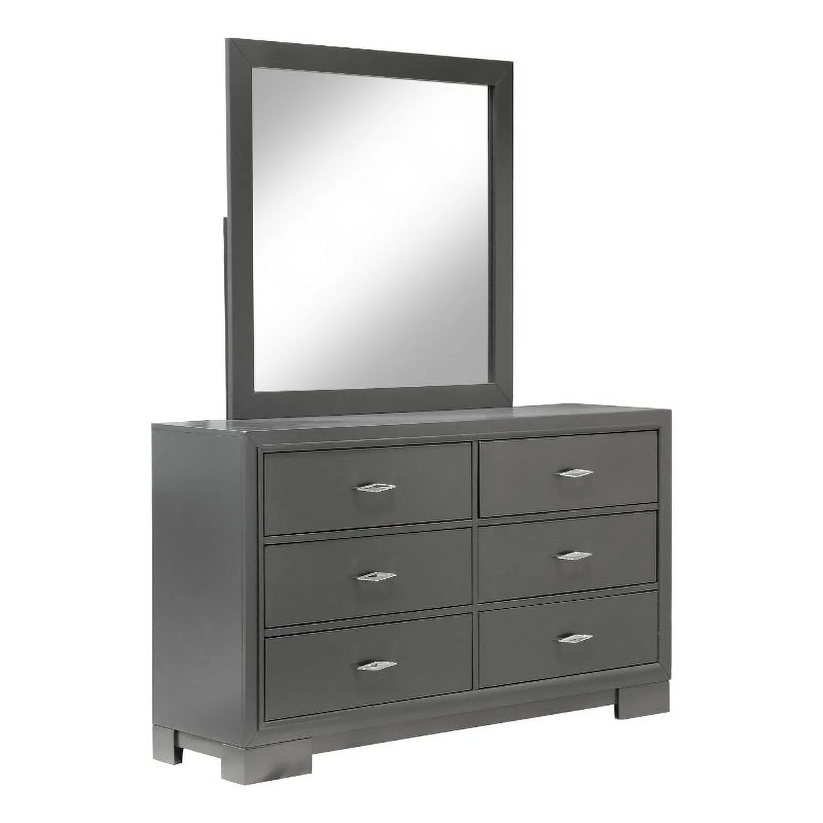 Gray Wood 6-Drawer Dresser with Mirror U26066