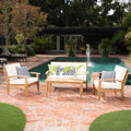 4 PC Acacia Wood Chat Set with Water Resistant Cushions E999